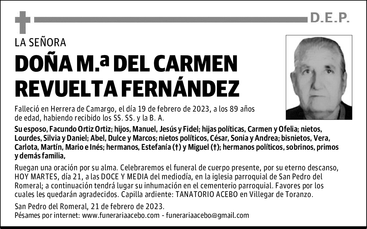 DOÑA M.ª DEL CARMEN REVUELTA FERNÁNDEZ