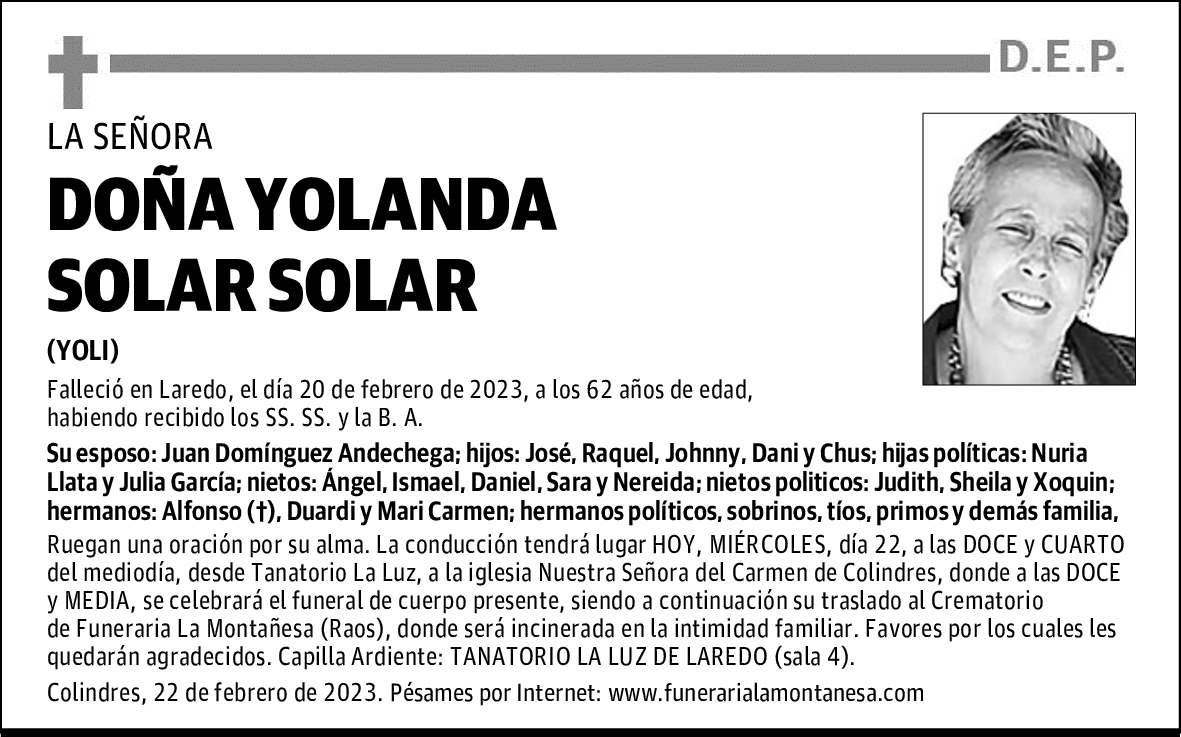 DOÑA YOLANDA SOLAR SOLAR