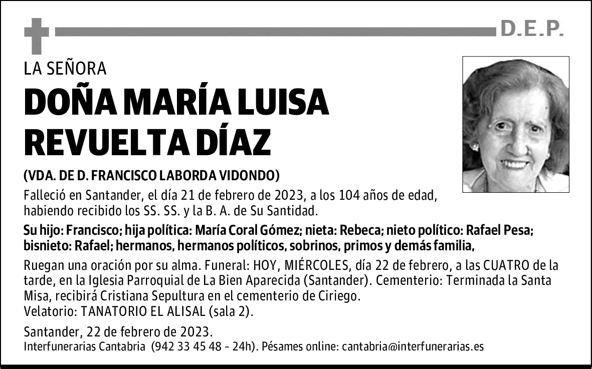 DOÑA MARÍA LUISA REVUELTA DÍAZ