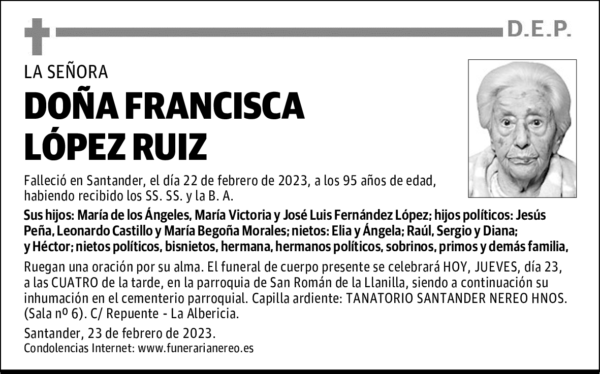 DOÑA FRANCISCA LÓPEZ RUIZ