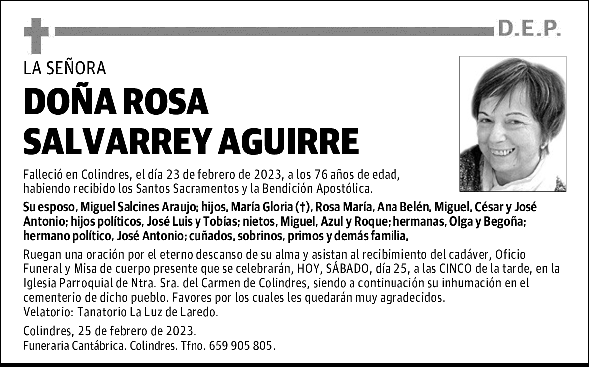DOÑA ROSA SALVARREY AGUIRRE