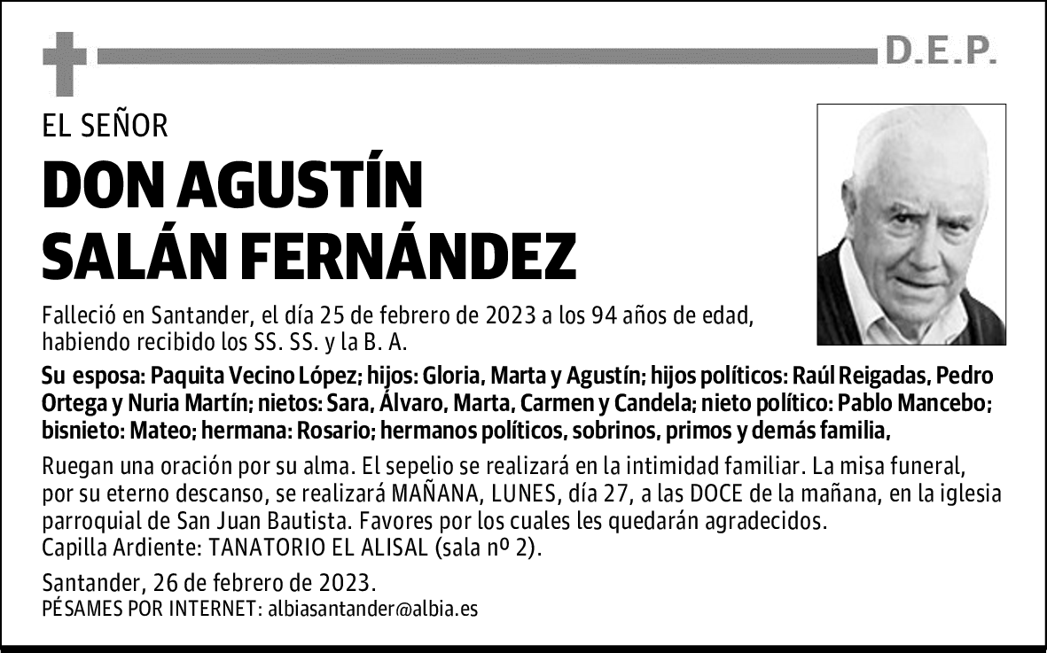 DON AGUSTÍN SALÁN FERNÁNDEZ