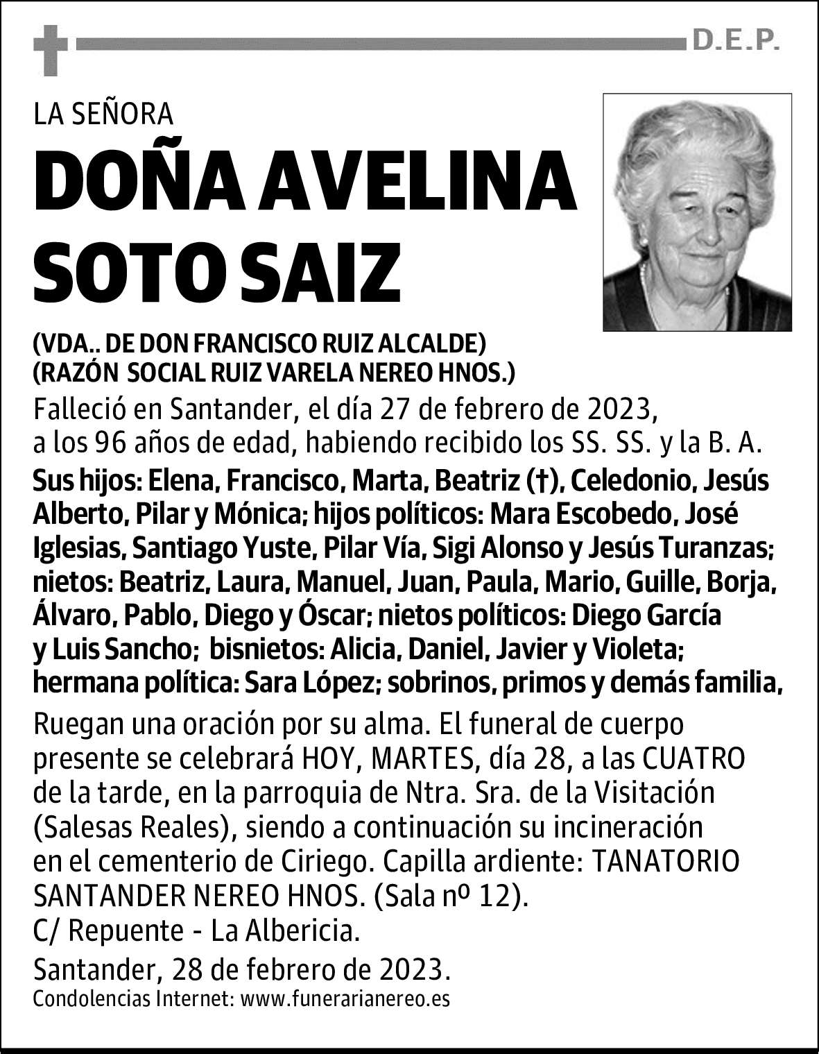 DOÑA AVELINA SOTO SAIZ