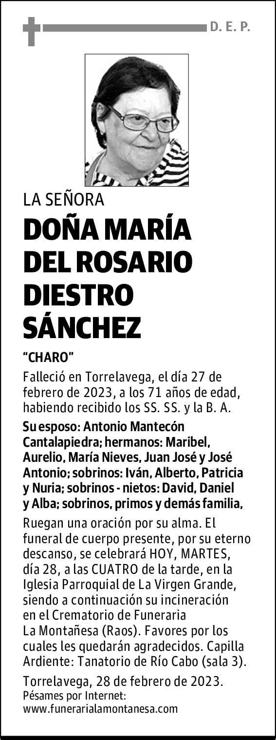 DOÑA MARÍA DEL ROSARIO DIESTRO SÁNCHEZ