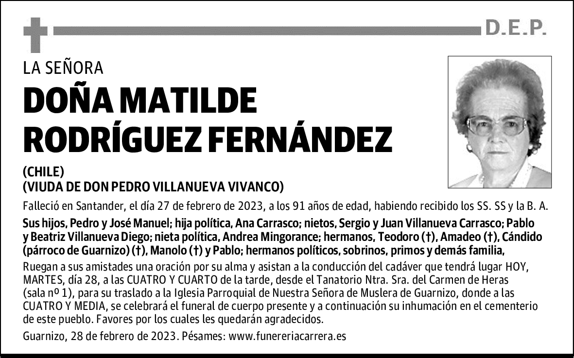 DOÑA MATILDE RODRÍGUEZ FERNÁNDEZ