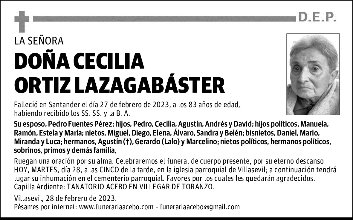 DOÑA CECILIA ORTIZ LAZAGABÁSTER