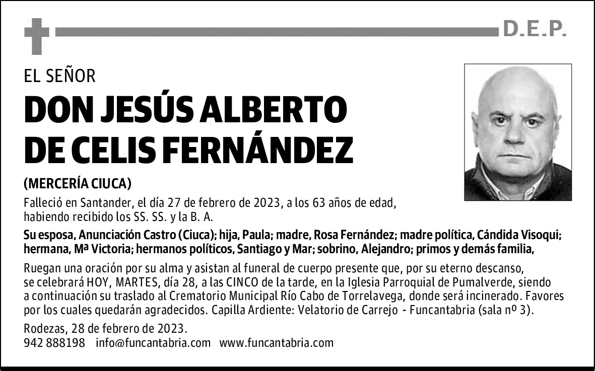 DON JESÚS ALBERTO DE CELIS FERNÁNDEZ