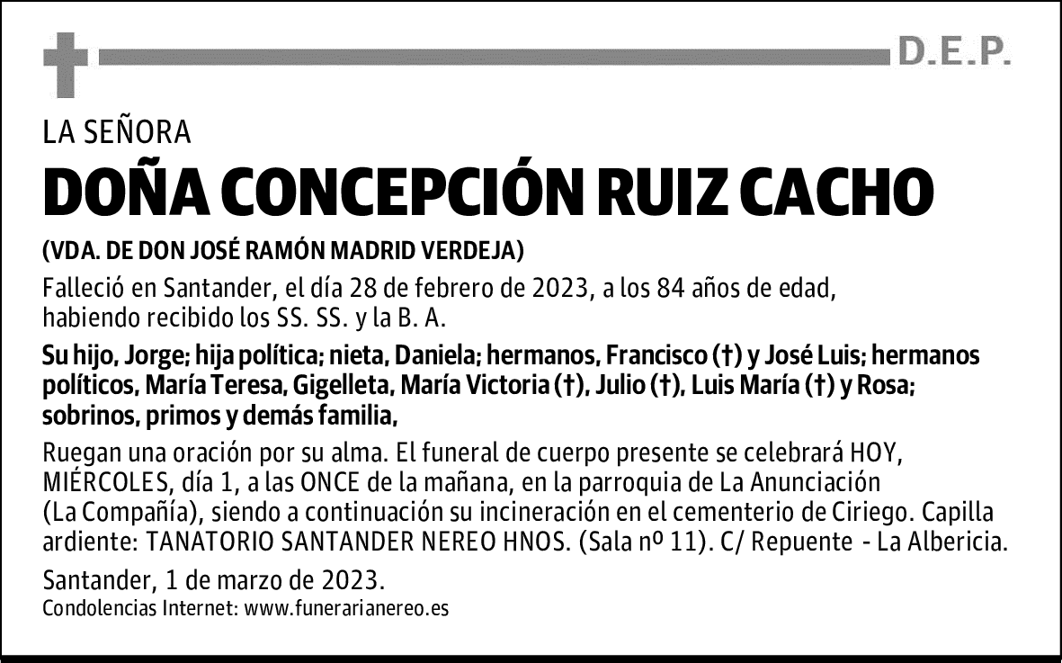 DOÑA CONCEPCIÓN RUIZ CACHO