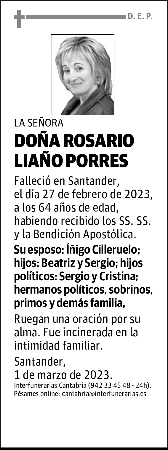 DOÑA ROSARIO LIAÑO PORRES