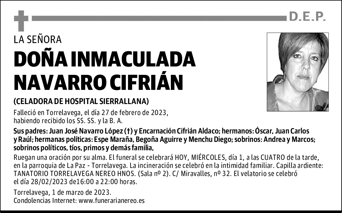 DOÑA INMACULADA NAVARRO CIFRIÁN