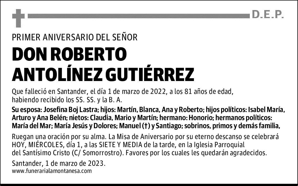 DON ROBERTO ANTOLÍNEZ GUTIÉRREZ