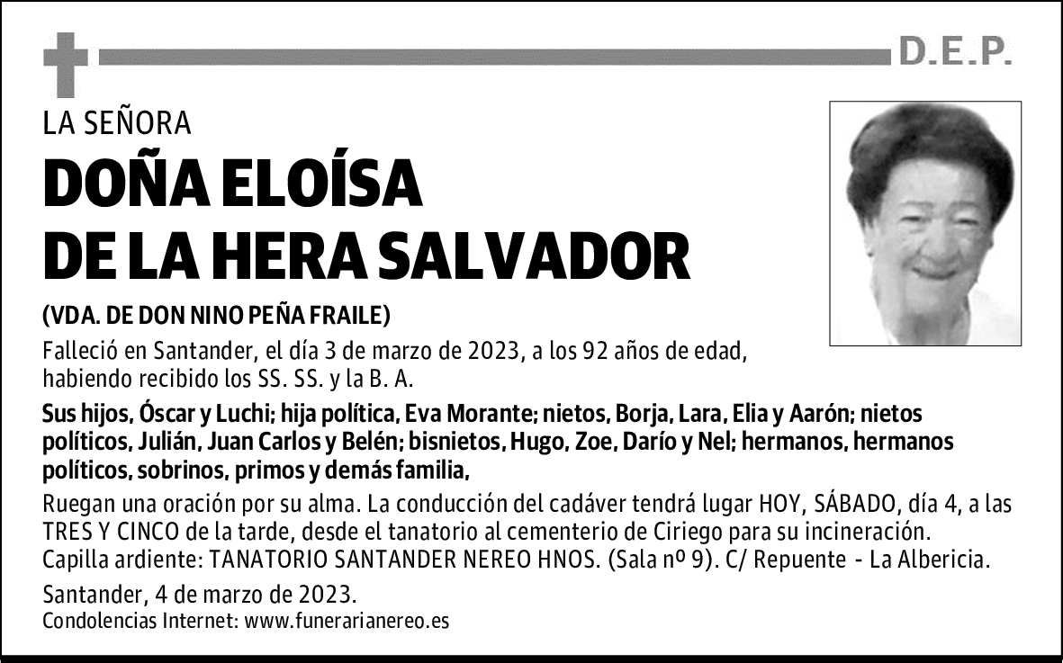 DOÑA ELOÍSA DE LA HERA SALVADOR