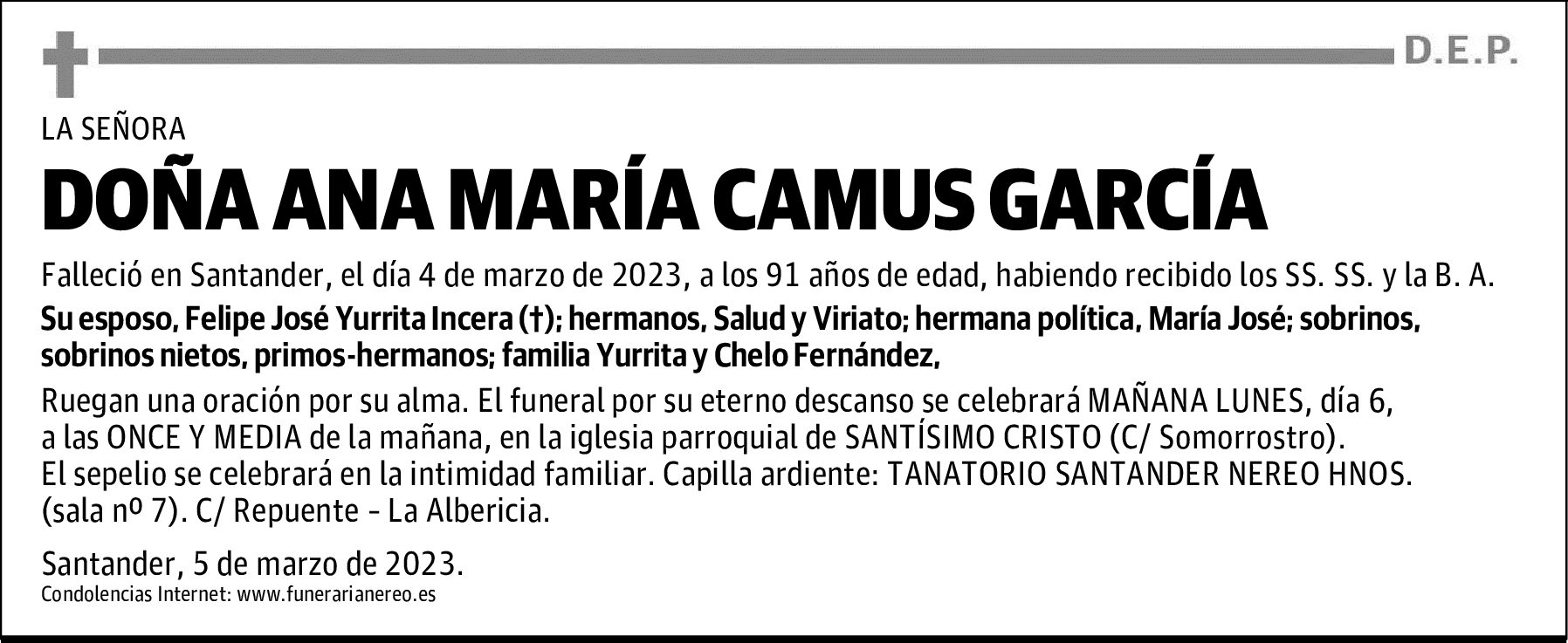 DOÑA ANA MARÍA CAMUS GARCÍA