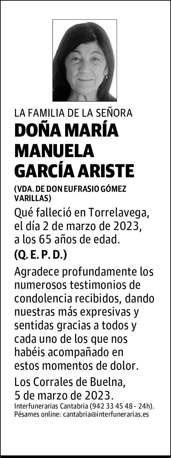 DOÑA MARÍA MANUELA GARCÍA ARISTE