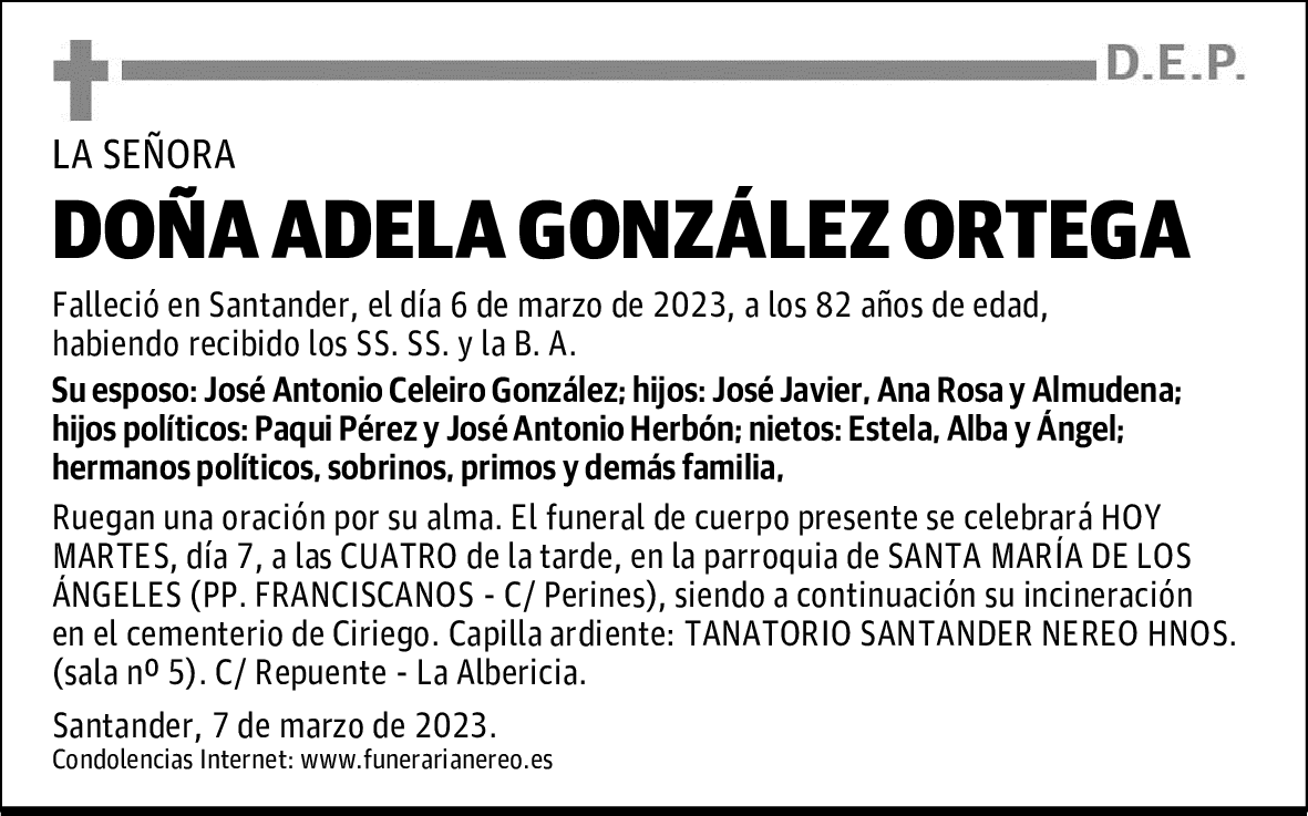 DOÑA ADELA GONZÁLEZ ORTEGA