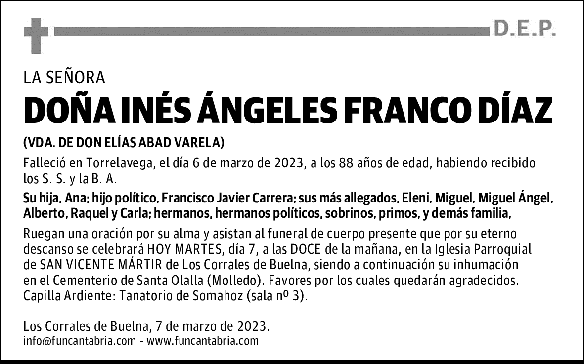 DOÑA INÉS ÁNGELES FRANCO DÍAZ