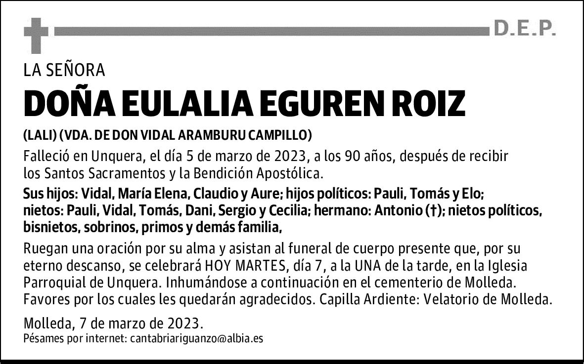 DOÑA EULALIA EGUREN ROIZ
