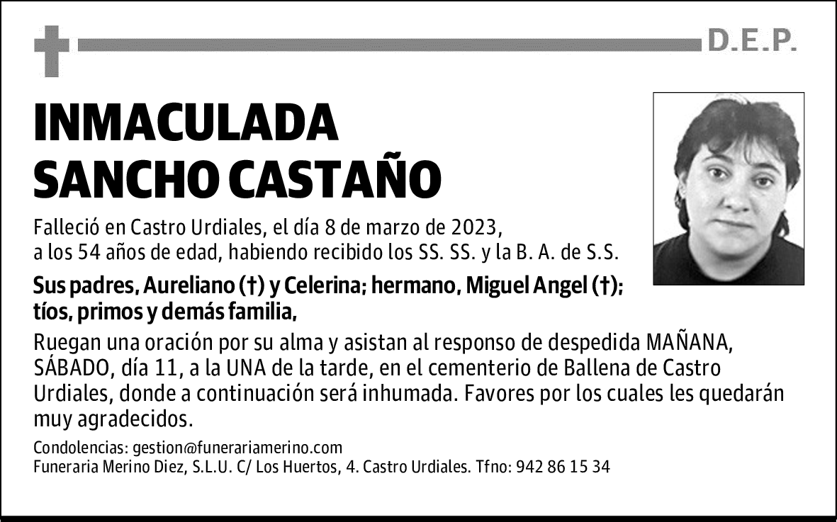 INMACULADA SANCHO CASTAÑO
