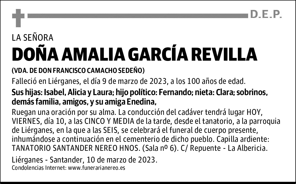 DOÑA AMALIA GARCÍA REVILLA