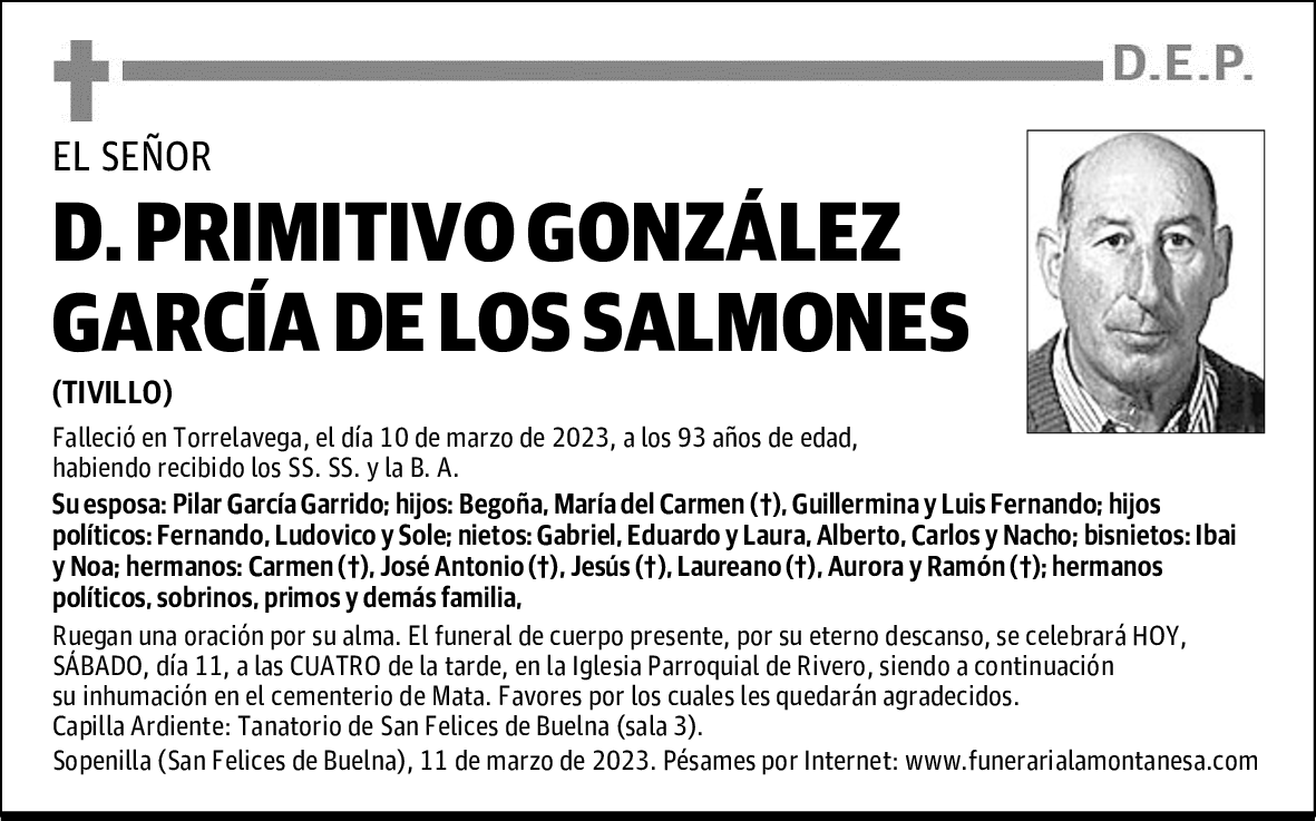 DON PRIMITIVO GONZÁLEZ GARCÍA DE LOS SALMONES