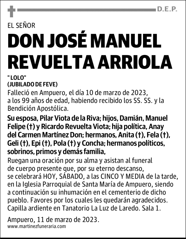 DON JOSÉ MANUEL REVUELTA ARRIOLA