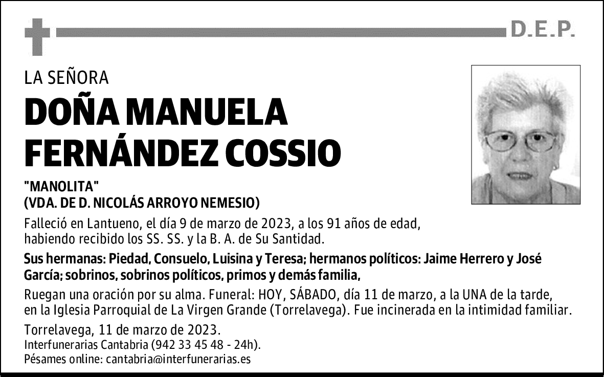 DOÑA MANUELA FERNÁNDEZ COSSIO