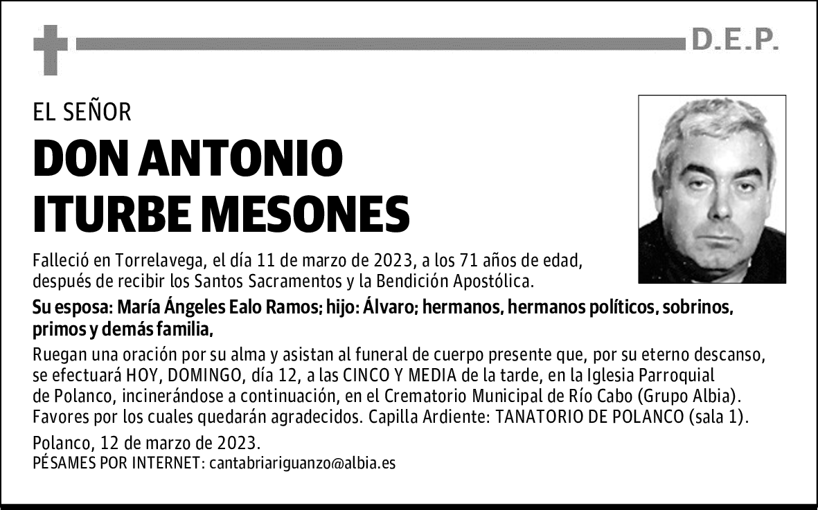 DON ANTONIO ITURBE MESONES
