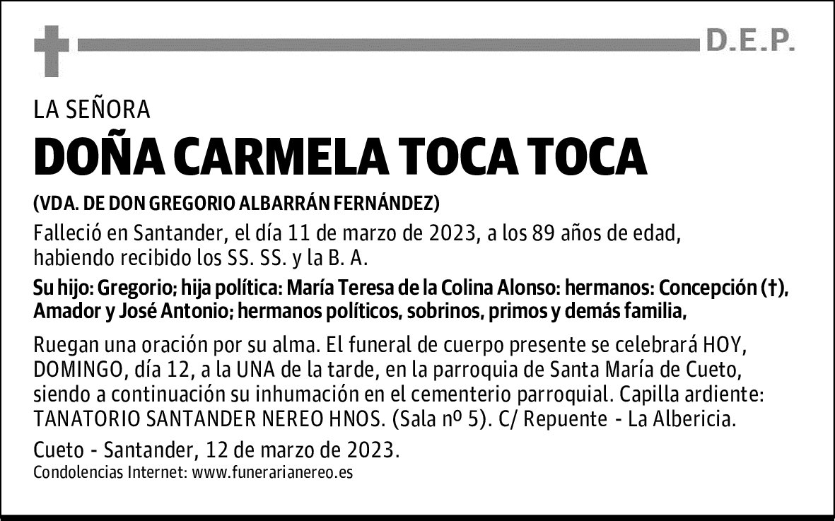 DOÑA CARMELA TOCA TOCA
