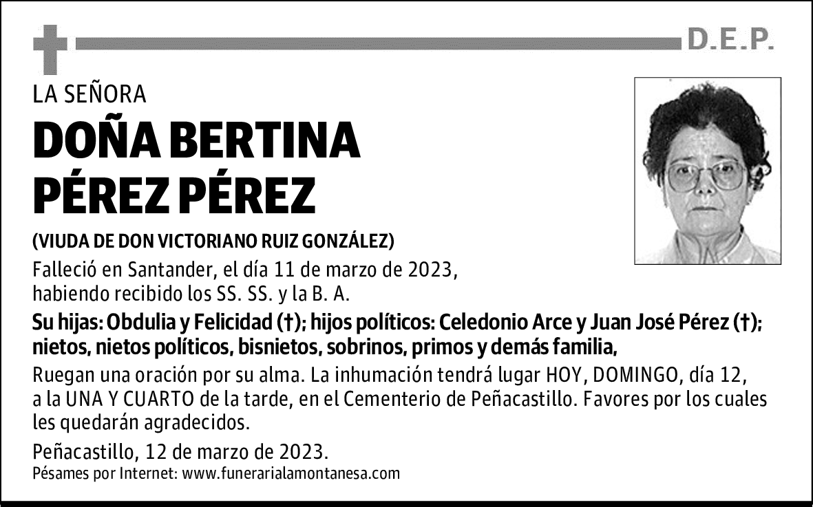 DOÑA BERTINA PÉREZ PÉREZ