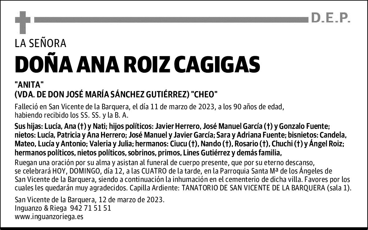 DOÑA ANA ROIZ CAGIGAS