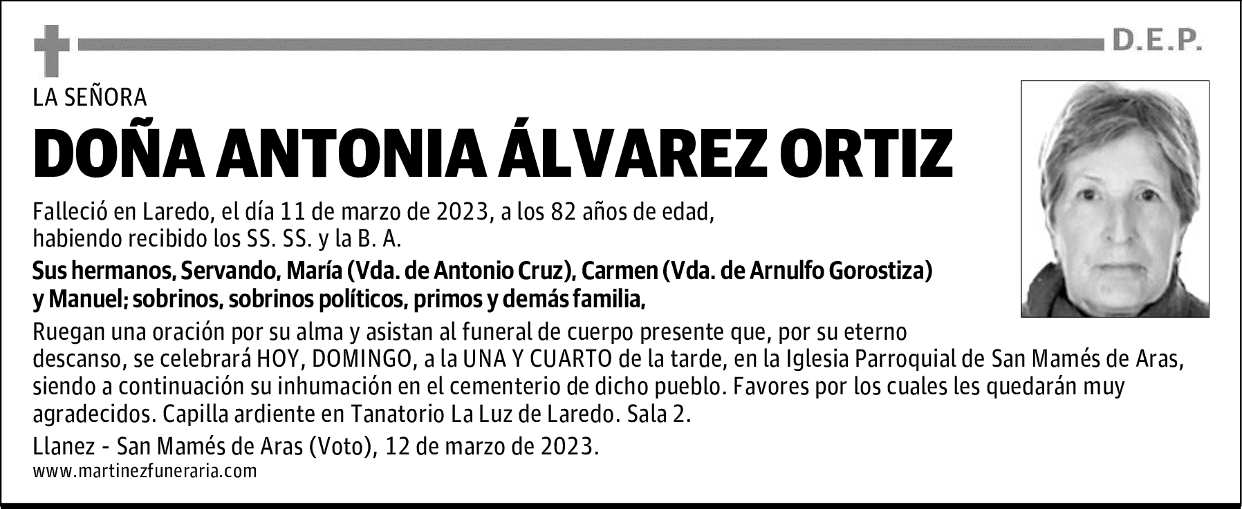 DOÑA ANTONIA ÁLVAREZ ORTIZ
