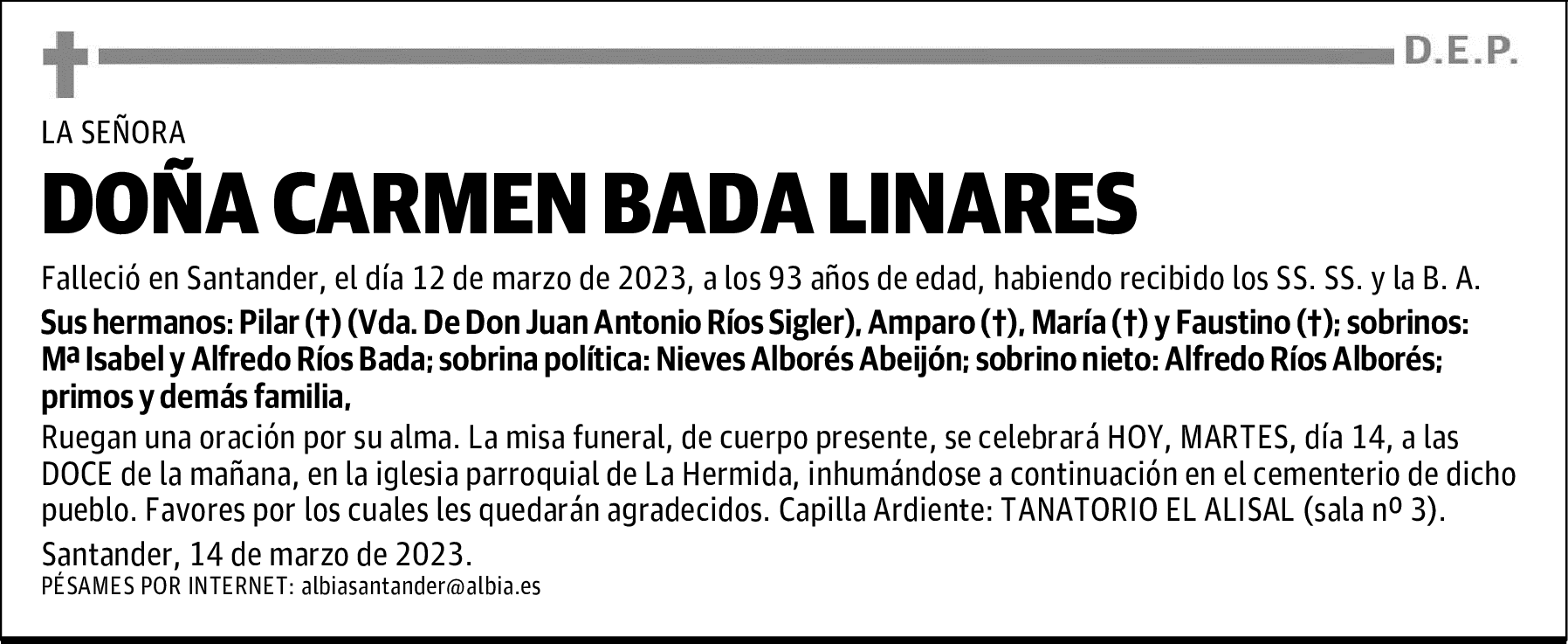 DOÑA CARMEN BADA LINARES