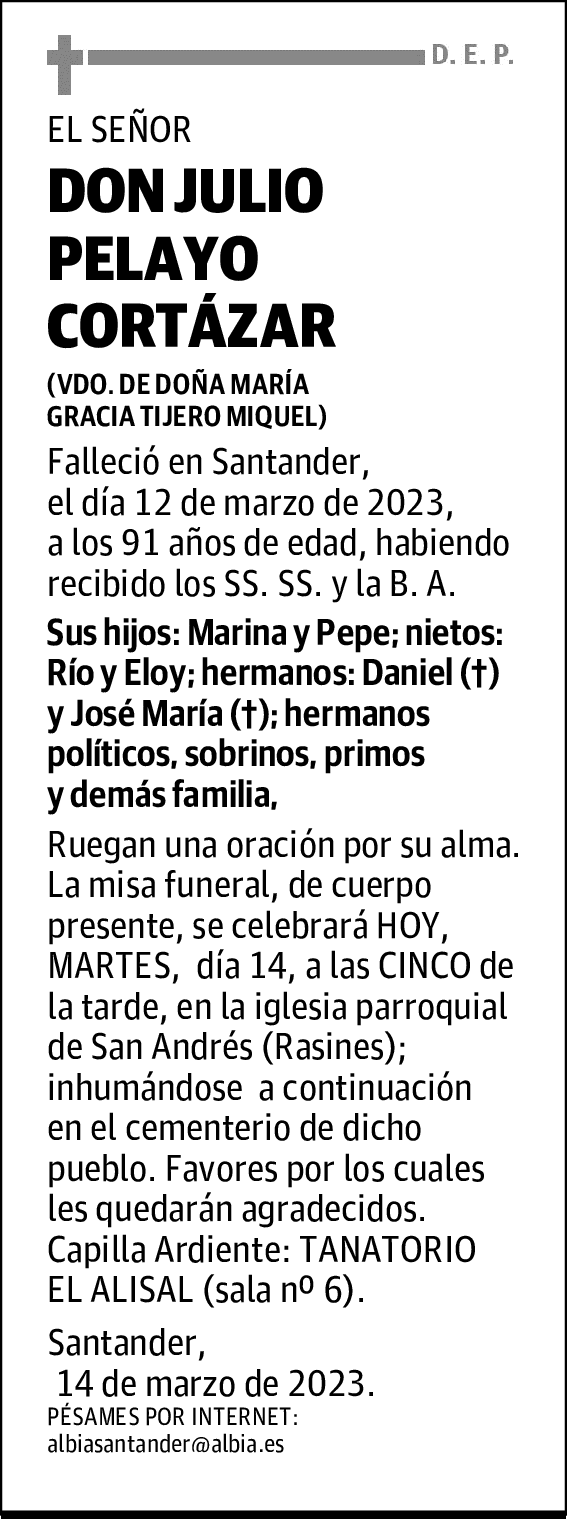 DON JULIO PELAYO CORTÁZAR
