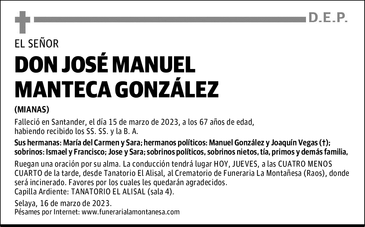 DON JOSÉ MANUEL MANTECA GONZÁLEZ