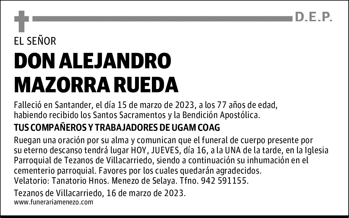 DON ALEJANDRO MAZORRA RUEDA