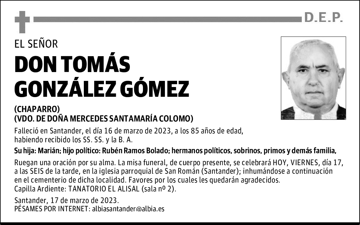 DON TOMÁS GONZÁLEZ GÓMEZ