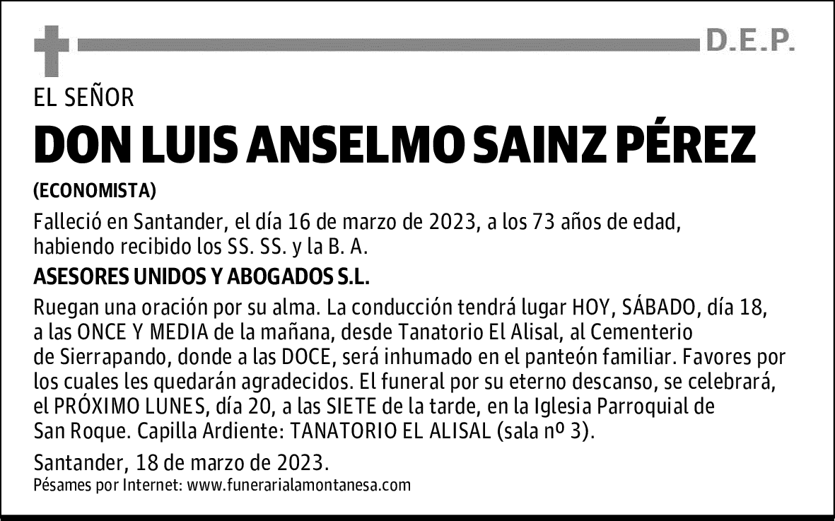 DON LUIS ANSELMO SAINZ PÉREZ