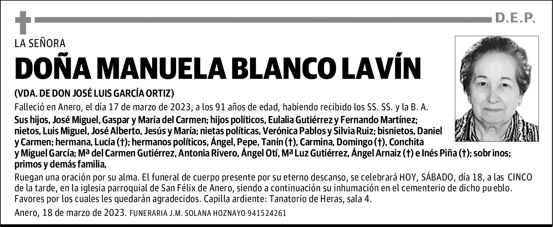 DOÑA MANUELA BLANCO LAVÍN