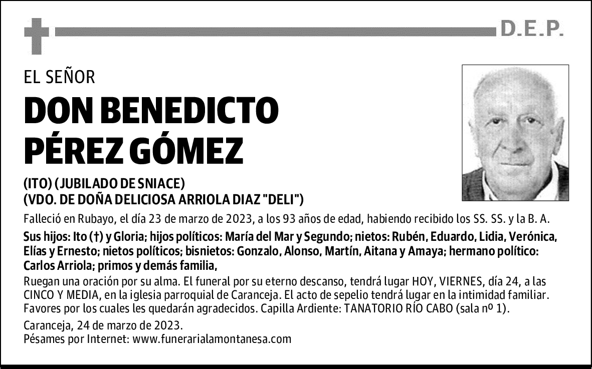DON BENEDICTO PÉREZ GÓMEZ
