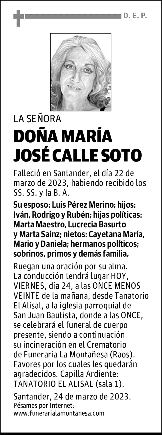 DOÑA MARÍA JOSÉ CALLE SOTO