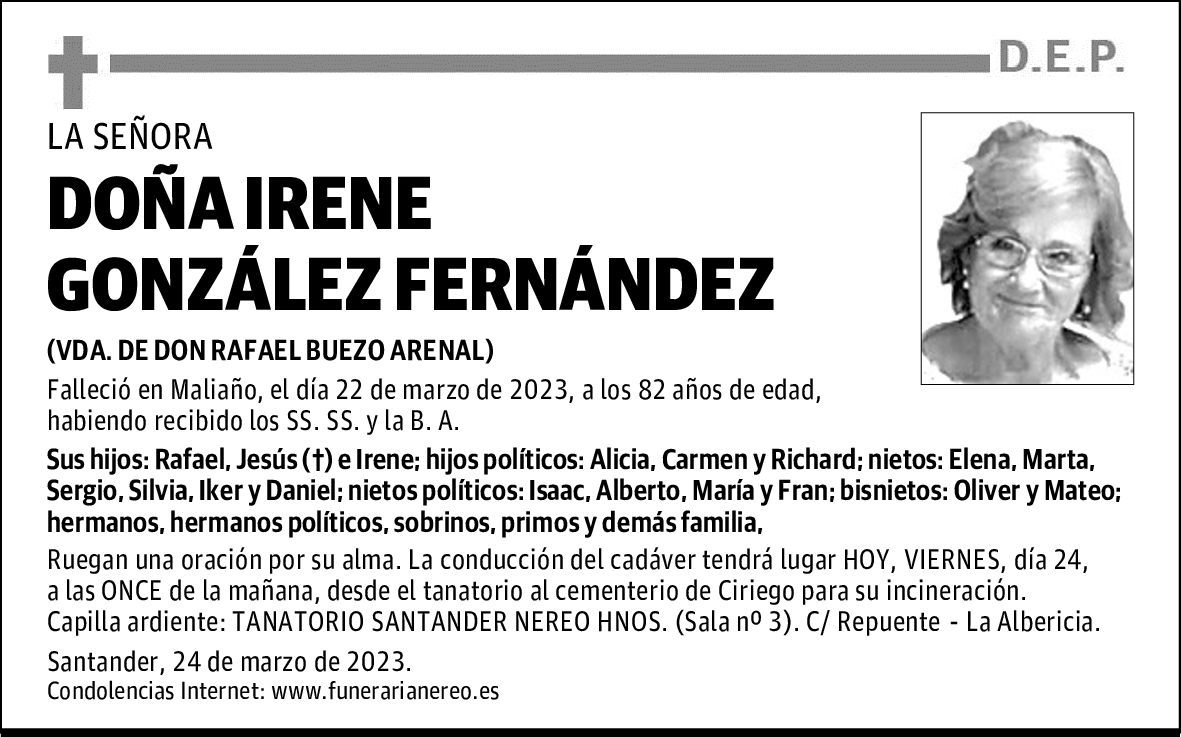 DOÑA IRENE GONZÁLEZ FERNÁNDEZ