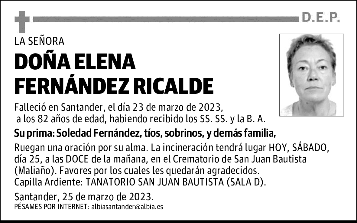 DOÑA ELENA FERNÁNDEZ RICALDE