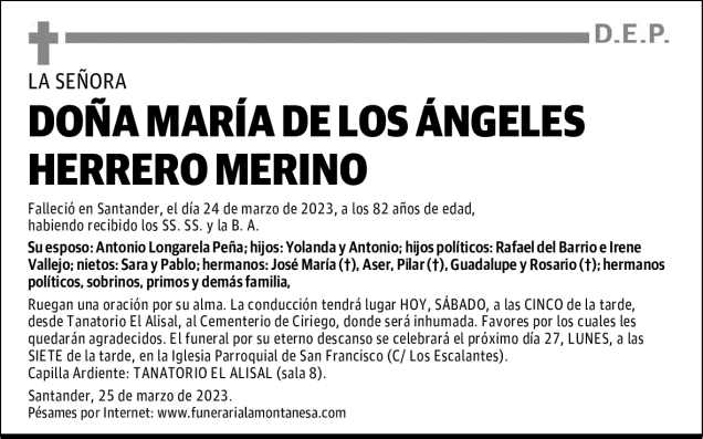 DOÑA MARÍA DE LOS ÁNGELES HERRERO MERINO