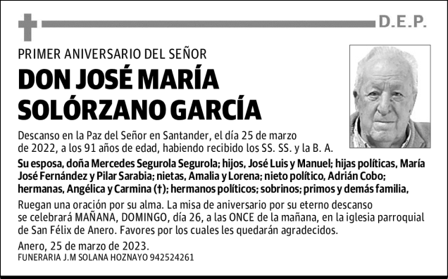 DON JOSÉ MARÍA SOLÓRZANO GARCÍA