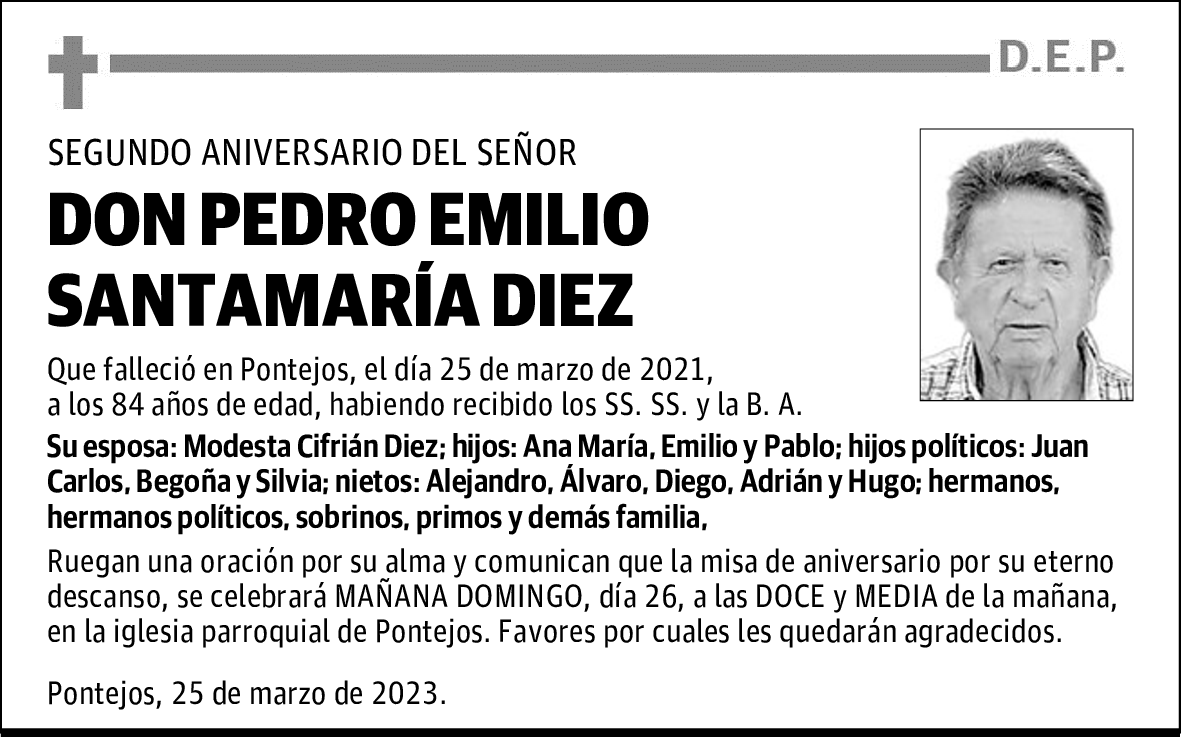 DON PEDRO EMILIO SANTAMARÍA DIEZ