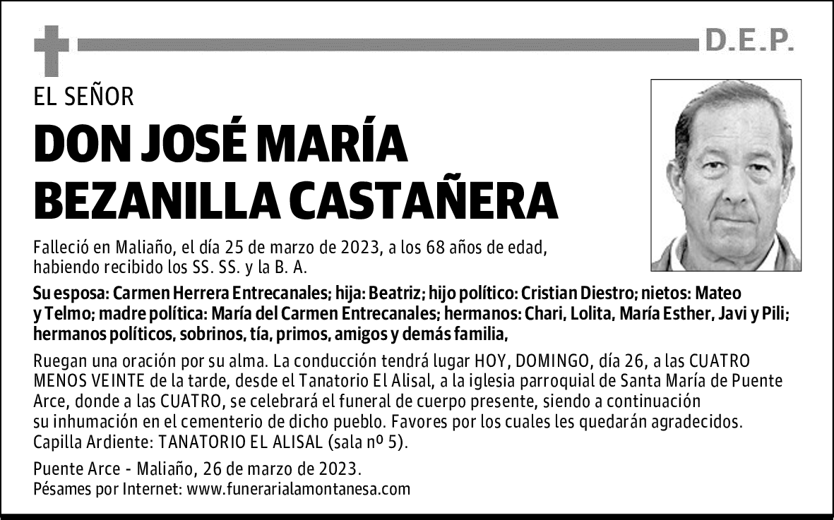 DON JOSÉ MARÍA BEZANILLA CASTAÑERA