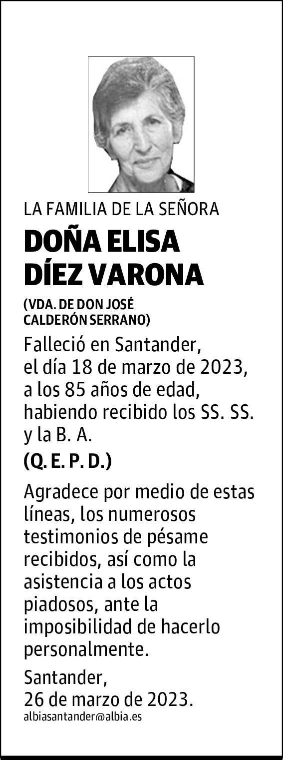 DOÑA ELISA DÍEZ VARONA