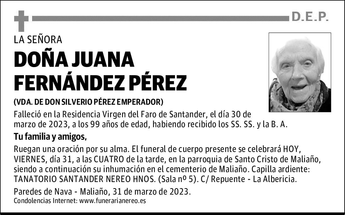 DOÑA JUANA FERNÁNDEZ PÉREZ