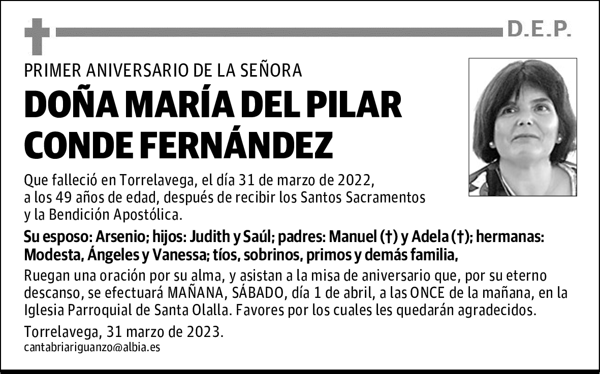 DOÑA MARÍA DEL PILAR CONDE FERNÁNDEZ
