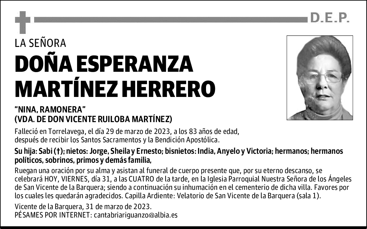 DOÑA ESPERANZA MARTÍNEZ HERRERO